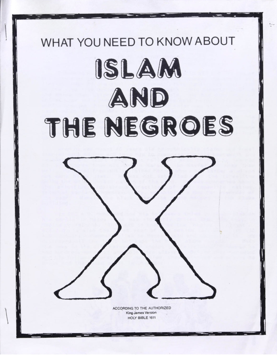 Islam and the Negroes (FREE FULL BOOK DOWNLOAD)